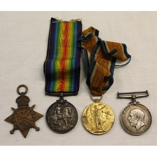 4 - Group of WWI medals relating to three various Grays including 1914 star and war medal awarded to CHT... 