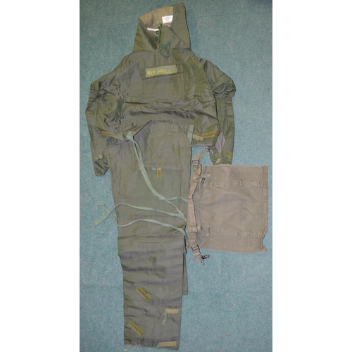 86 - Collection of 1958 pattern British Army webbing and back packs, rolled up NBC smock and trousers, NB... 