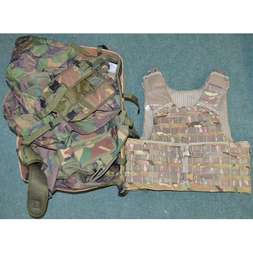 88 - Mixed selection of modern British Army armored vest, webbing, side pouches, smock etc