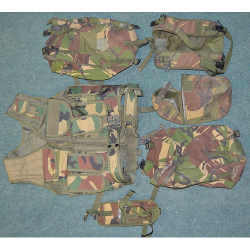 88 - Mixed selection of modern British Army armored vest, webbing, side pouches, smock etc