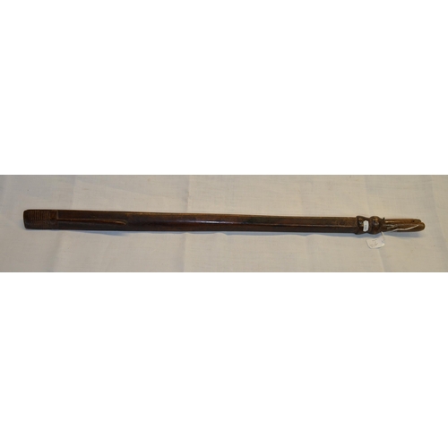 38 - Solomon Islands type wooden club with carved elongated face, traces of old ink written markings L90c... 
