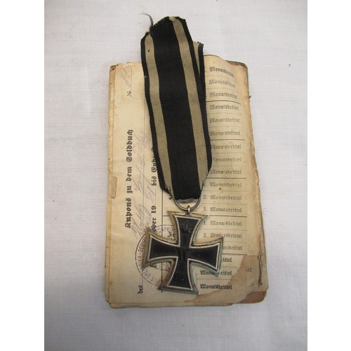 49 - German WWI Iron Cross with associated paperwork including various Imperial German paper notes, handw... 