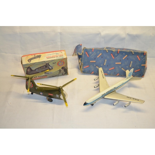 179 - Boeing 707 Pan-AM metal model with weighted fly wheel (A/F) with box, Louis Marx & Co. mechanical ar... 