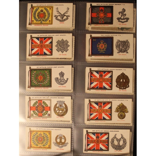 172 - Folder containing a comprehensive and varied collection of cigarette cards incl. Players regimental ... 