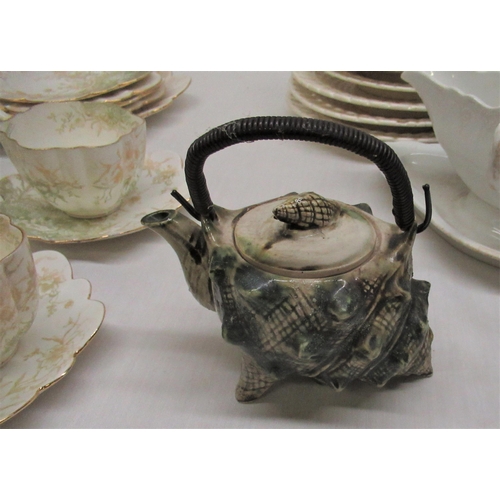 101 - Fornasetti Milano Gondola pin tray, shell type tea pot, Victorian part tea set, Creamware etc