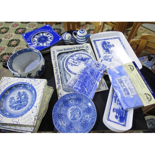 177 - Collection of Ringtons Blue and White tableware including Tea for One Cornish ware, large jug, tea t... 