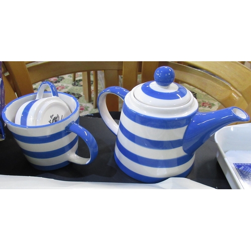 177 - Collection of Ringtons Blue and White tableware including Tea for One Cornish ware, large jug, tea t... 