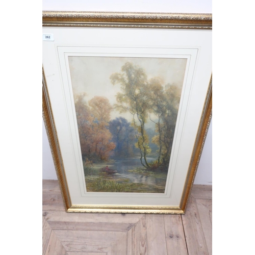 182 - W H. Boot (C20th): Wooded river landscape, watercolour, signed and dated 1912 68cm x 98cm