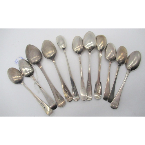 196 - Collection of eleven hallmarked Sterling silver  teaspoons, various assays and dates, gross 4.6ozt