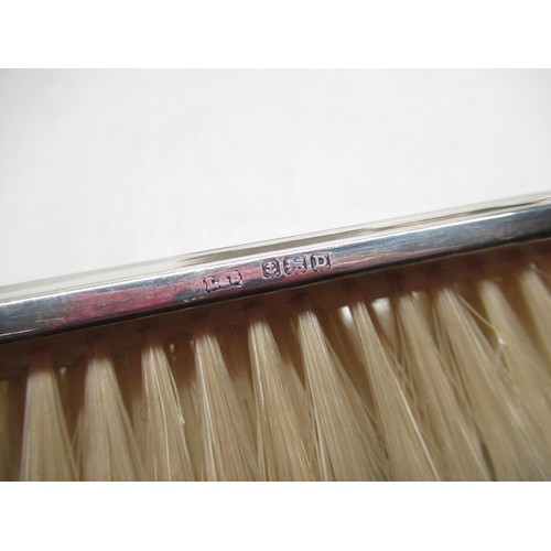 198 - Geo.V hallmarked silver hair brush Birmingham 1929, similar brush Birmingham 1928, silver backed nai... 