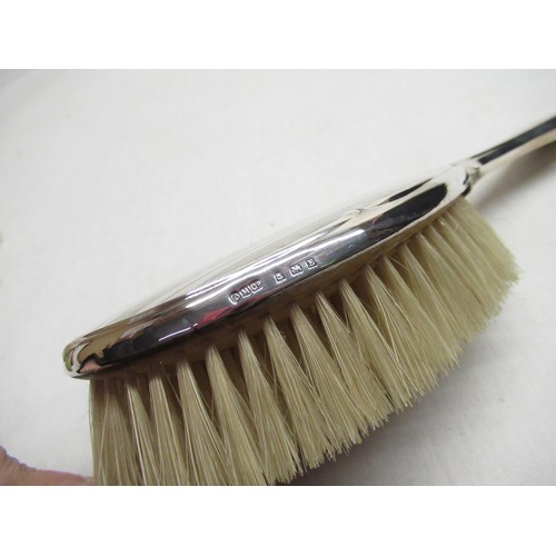 198 - Geo.V hallmarked silver hair brush Birmingham 1929, similar brush Birmingham 1928, silver backed nai... 