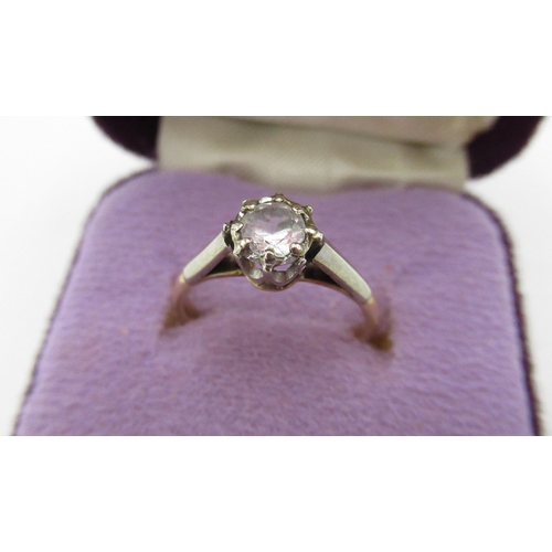 202 - Solitaire diamond platinum set ring, Size J, shank stamped 18ct plat