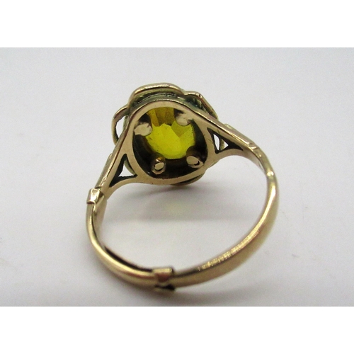 204 - Hallmarked 9ct yellow gold citrine ring stamped 9.375, Birmingham, 1984, Size L, gross 3.5g