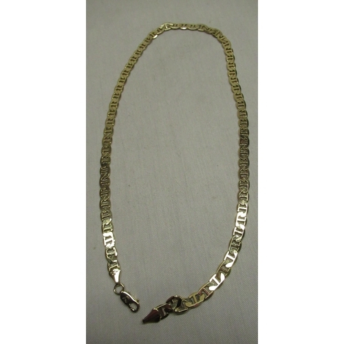 205 - C20th Italian 14ct gold fancy flat link necklace clasp stamped 14ct Italy, L51cm, 24.6g