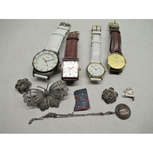 211 - 1964 Butlin Beavers Club badge, Seiko quartz wristwatch in gold plated case, three other quartz wris... 