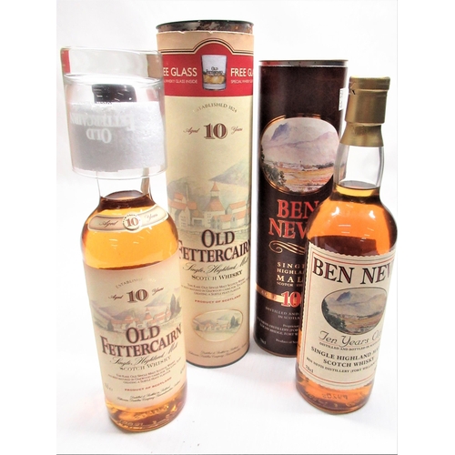 5 - Old Fettercairn Single Highland Malt Scotch Whisky, in tube with glass, Ben Nevis Single Highland Ma... 