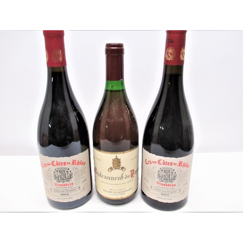 27 - Chateauneuf-de-Pape Cellier de Marrenon, 75cl,13.5vol, and two bottles Cru des Cotes du Rhone Vinsob... 