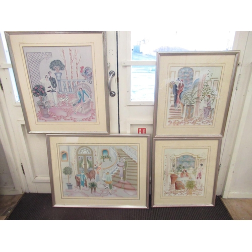 37 - Marilyn Glynn, (British School 20th century) 'Deco Garden, Deco Vogue, Art Deco 1 and 2' Ltd Ed. col... 