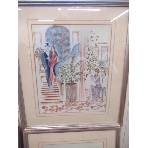 37 - Marilyn Glynn, (British School 20th century) 'Deco Garden, Deco Vogue, Art Deco 1 and 2' Ltd Ed. col... 