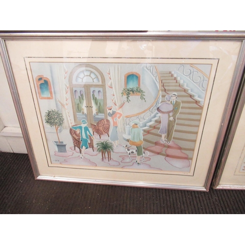 37 - Marilyn Glynn, (British School 20th century) 'Deco Garden, Deco Vogue, Art Deco 1 and 2' Ltd Ed. col... 