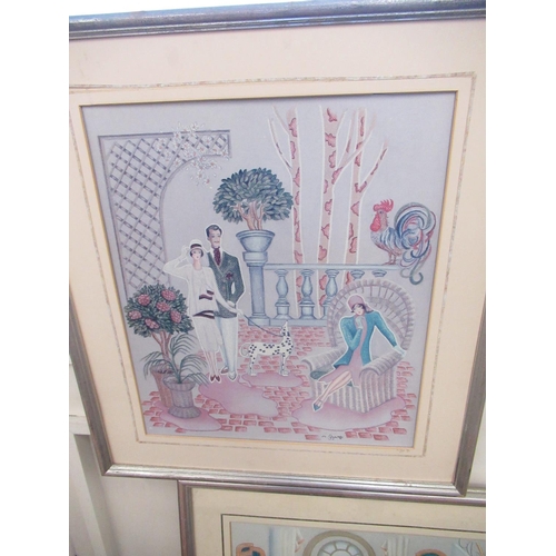 37 - Marilyn Glynn, (British School 20th century) 'Deco Garden, Deco Vogue, Art Deco 1 and 2' Ltd Ed. col... 