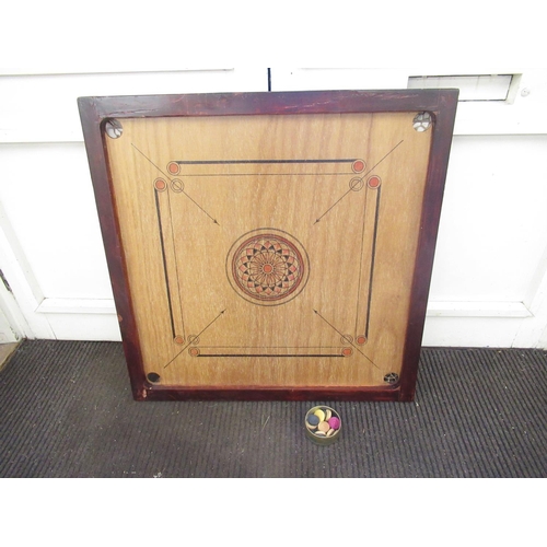 61 - Carrom game, painted square board with counters