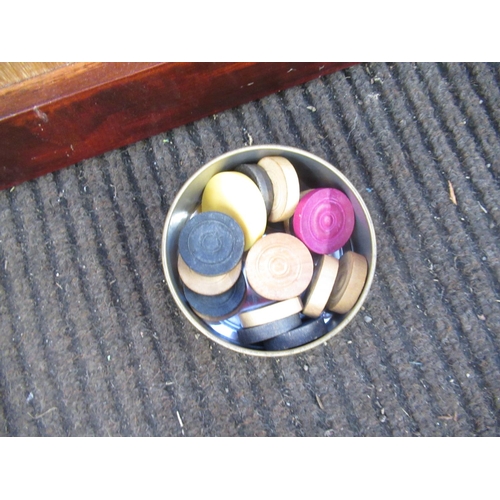 61 - Carrom game, painted square board with counters