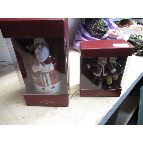 281 - Collection of Villeroy & Boch, two children ice skating boxed as new, Father Christmas tea light bur... 