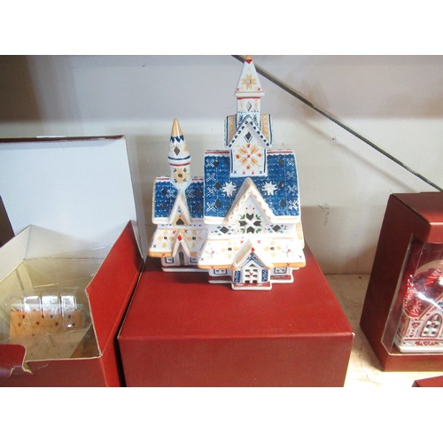 283 - Villeroy & Boch boxed tea light holder in the form of a Christmas palace, and a tea light holder in ... 