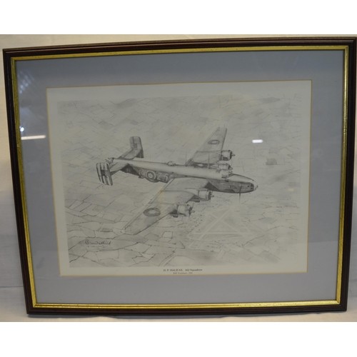 299 - Collection of four prints of pencil drawing by B. Wallond depicting various air craft, signed by art... 