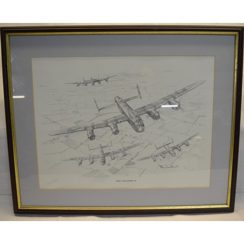 299 - Collection of four prints of pencil drawing by B. Wallond depicting various air craft, signed by art... 