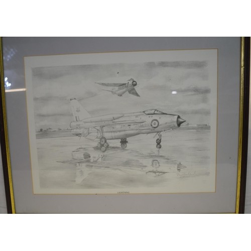 299 - Collection of four prints of pencil drawing by B. Wallond depicting various air craft, signed by art... 