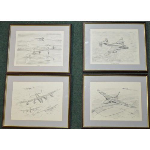 299 - Collection of four prints of pencil drawing by B. Wallond depicting various air craft, signed by art... 