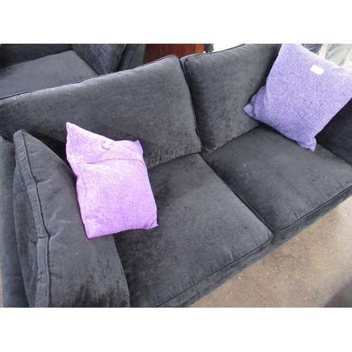 796 - Large modern three seat sofa with loose cushions, and matching similar two seat sofa