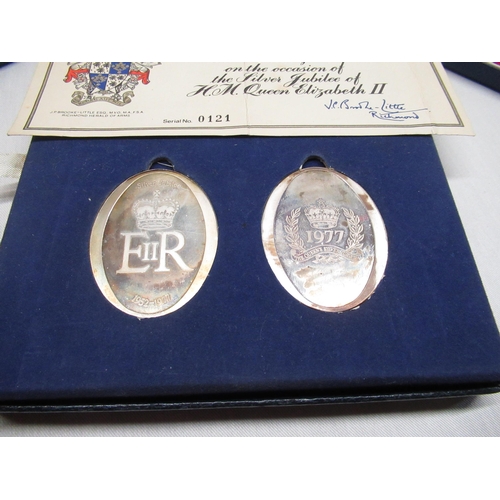 50 - Two Elizabeth II 1977 Silver Jubilee silver proof coins, two Elizabeth II 1981 Royal Wedding silver ... 