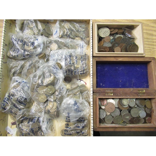 61 - Quantity of pre decimal three pence pieces, other pre decimal and other foreign coinage