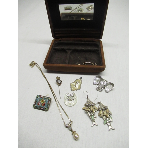63 - Royal British Legion lapel pin, micro mosaic brooch and small selection of costume jewellery