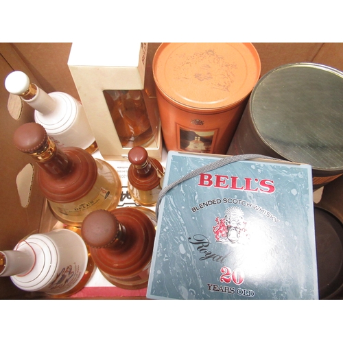 803 - Collection of Bells Whisky decanters and bottle complete with contents to include a Royal 21years re... 