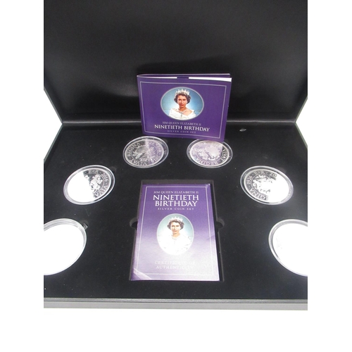 729 - ER.II 90th Birthday silver proof coin set for Solomon Islands including six $5 .999 silver coins in ... 