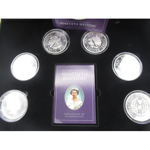 729 - ER.II 90th Birthday silver proof coin set for Solomon Islands including six $5 .999 silver coins in ... 