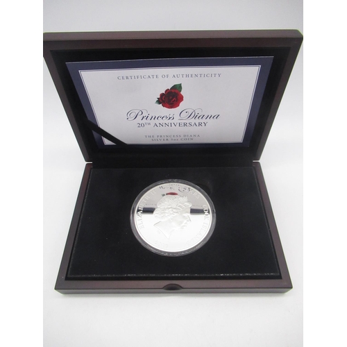 731 - Princess Diana 20th Anniversary Silver proof 5 oz $25 .925 silver coin in fitted case with COA 116/4... 