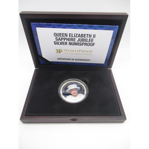 732 - ER.II Sapphire Jubilee Silver proof 2oz Numis Proof .925 silver coin in fitted case with COA 89/495