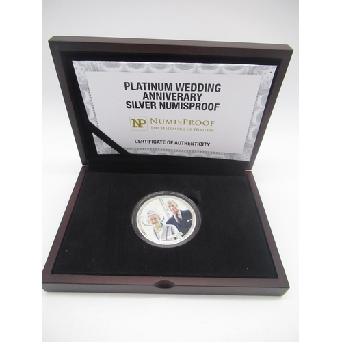 736 - ER.II & HRH The Duke of Edinburgh Platinum Wedding Anniversary Silver proof 2oz NumisProof .925 silv... 