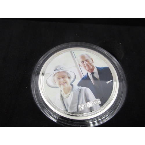 736 - ER.II & HRH The Duke of Edinburgh Platinum Wedding Anniversary Silver proof 2oz NumisProof .925 silv... 