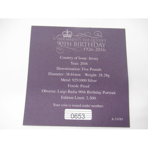 740 - ER.II 90th Birthday Silver proof £5 28.28g Silver proof .925 silver coin in fitted case with COA 653... 