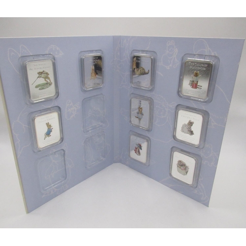 743 - The World Of Peter Rabbitn Ingot Collection including nine silver plated bars in fitted case