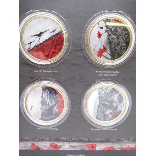 744 - War Poppy Collection including four coins in fitted case and a The Battle Somme £5 proof cupro-nicke... 