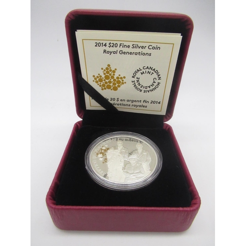 746 - The Royal Canadian Mint Royal Generations $20CAD 28.28g Silver proof .999 silver coin in fitted case... 