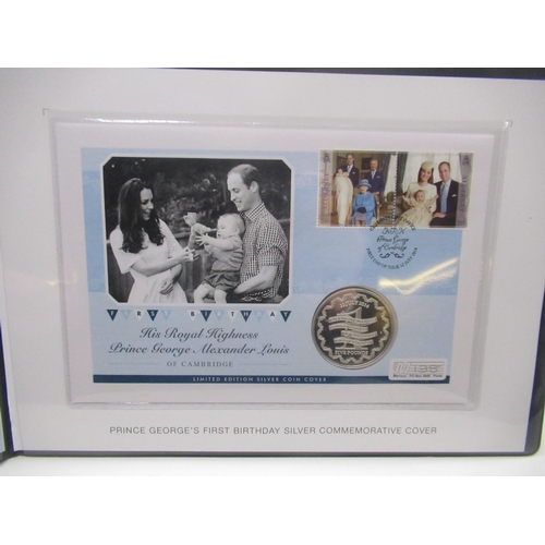 751 - ER.II Longest Reigning Monarch £5 silver coin cover and stamp, HRH Prince George's 1st Birthday Ltd ... 