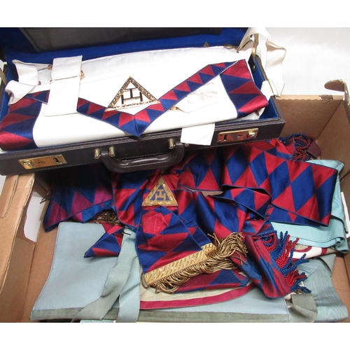 509 - Toyne Kenning & Spencer Ltd., London case containing masonic apron, other masonic regalia